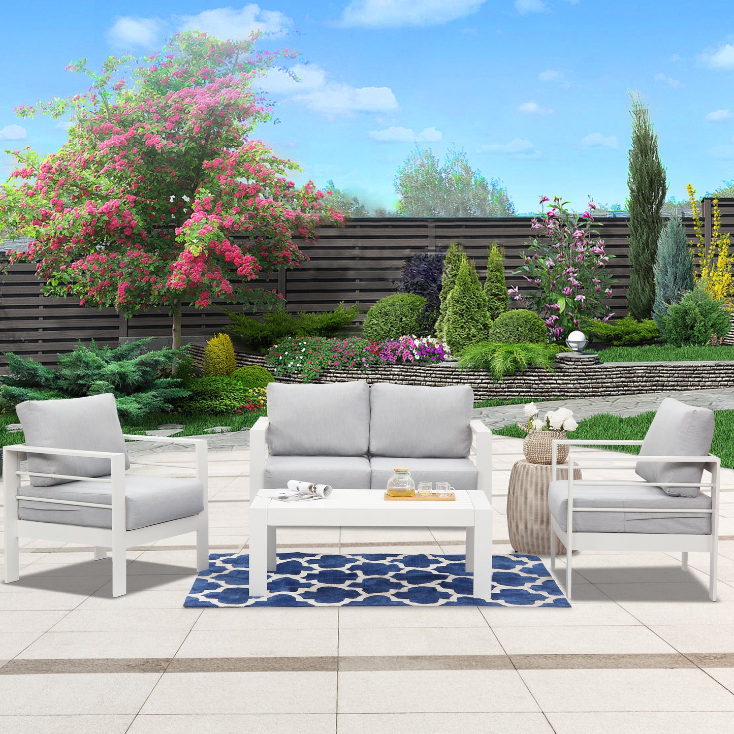 4 Piece Outdoor Aluminum Sectional Sofa