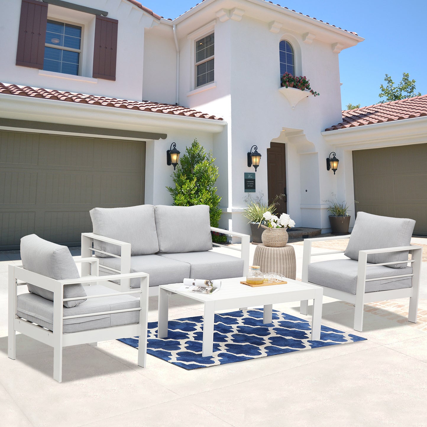 4 Piece Outdoor Aluminum Sectional Sofa