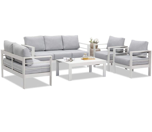 4 Piece Aluminum Sectional Sofa with Single Chair