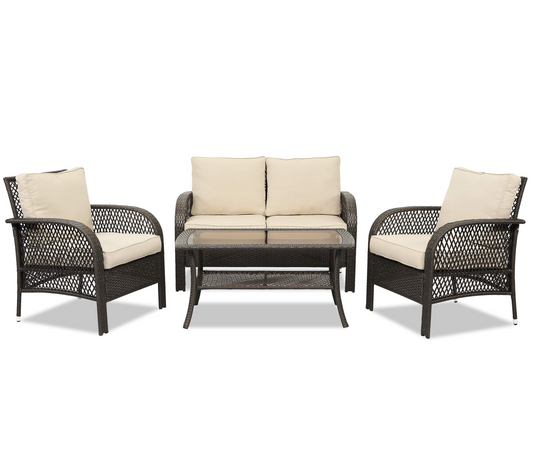 4 Pieces Outdoor Wicker Furniture Set