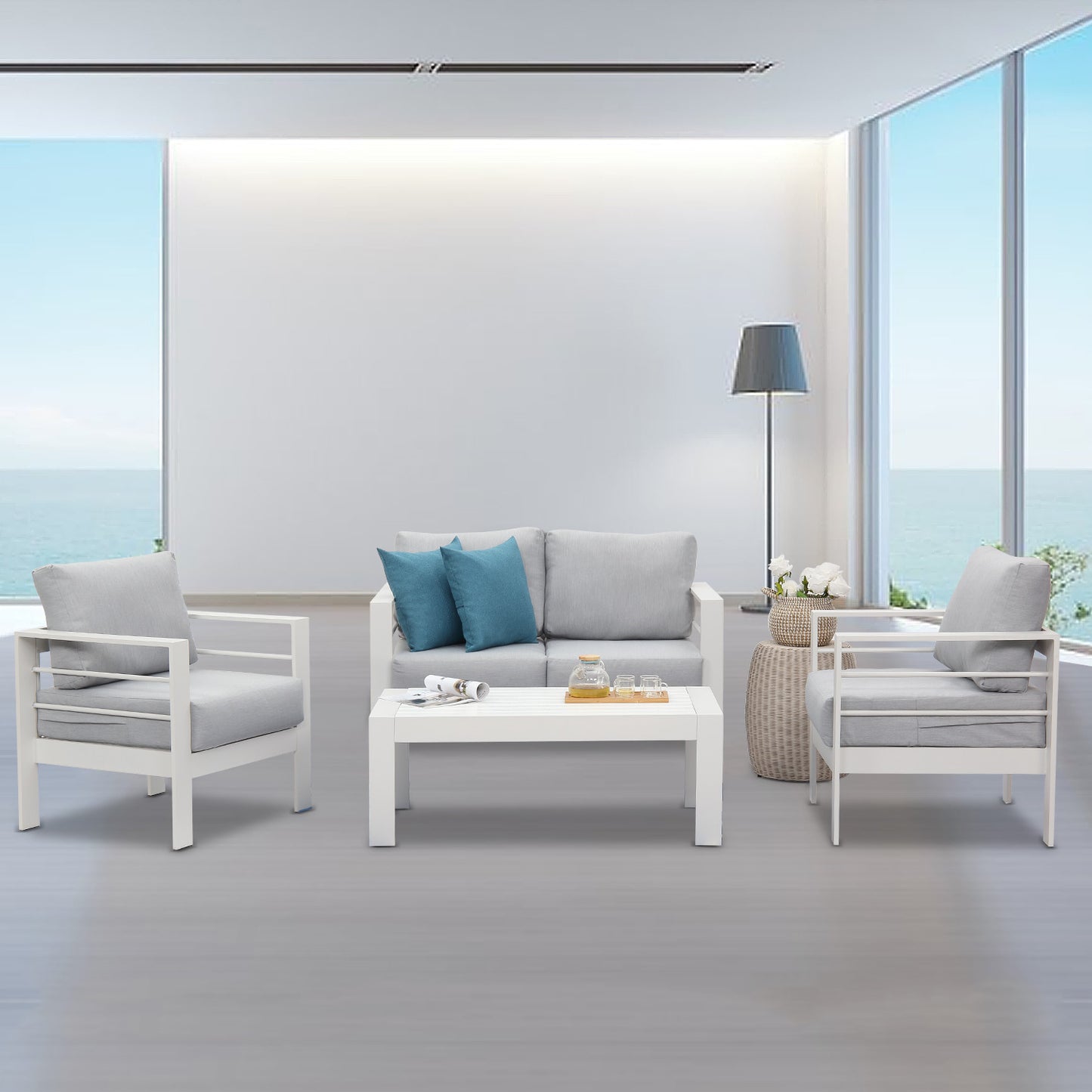 4 Piece Outdoor Aluminum Sectional Sofa
