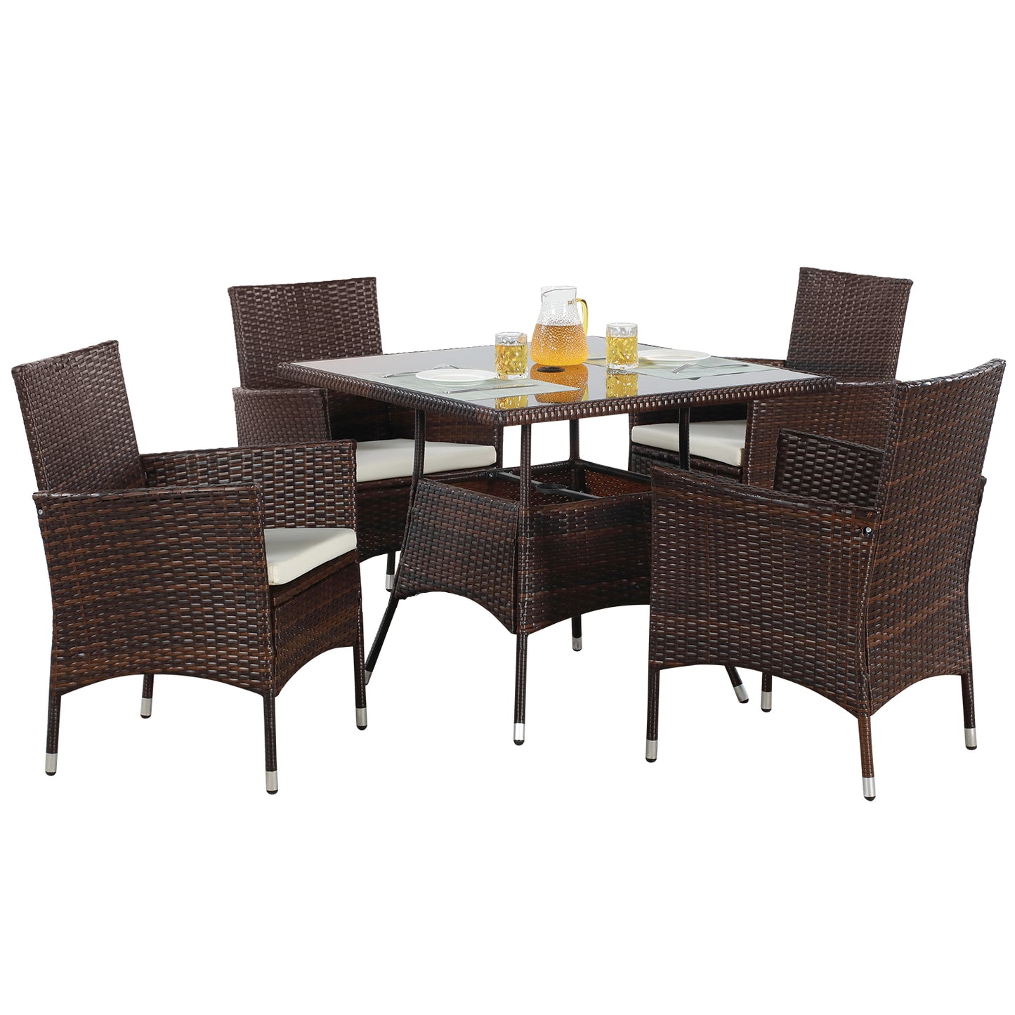 5 Pieces Wicker Patio Dining Set