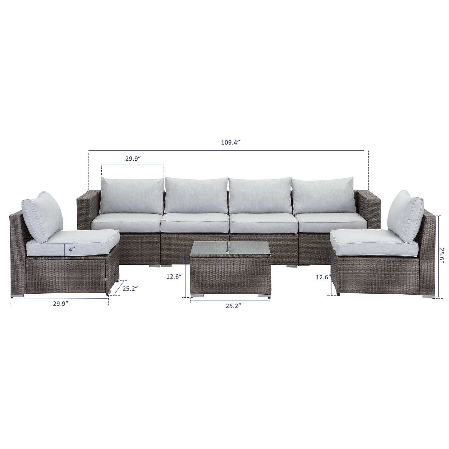 7 Piece Outdoor Sectional Sofa Set