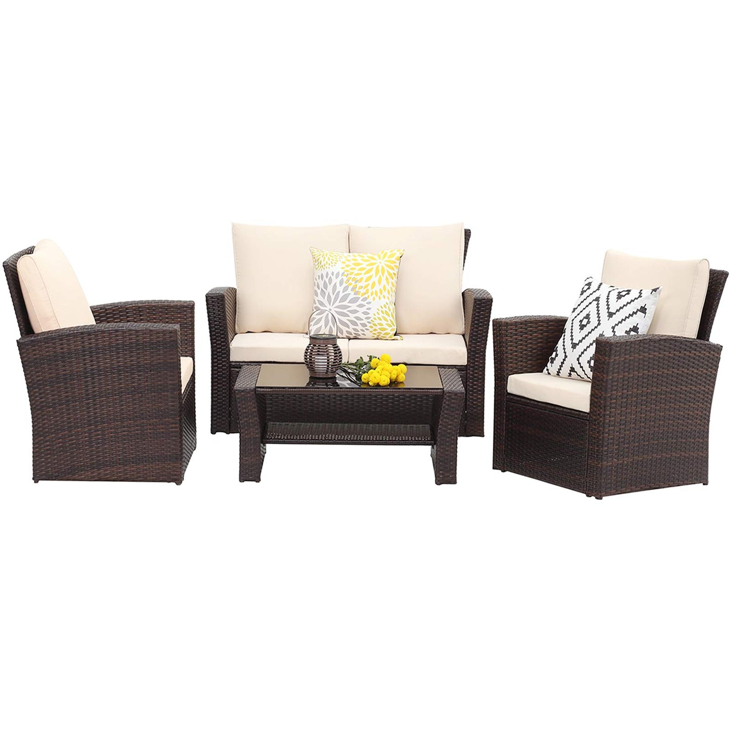 4 Piece Wicker Conversation Set