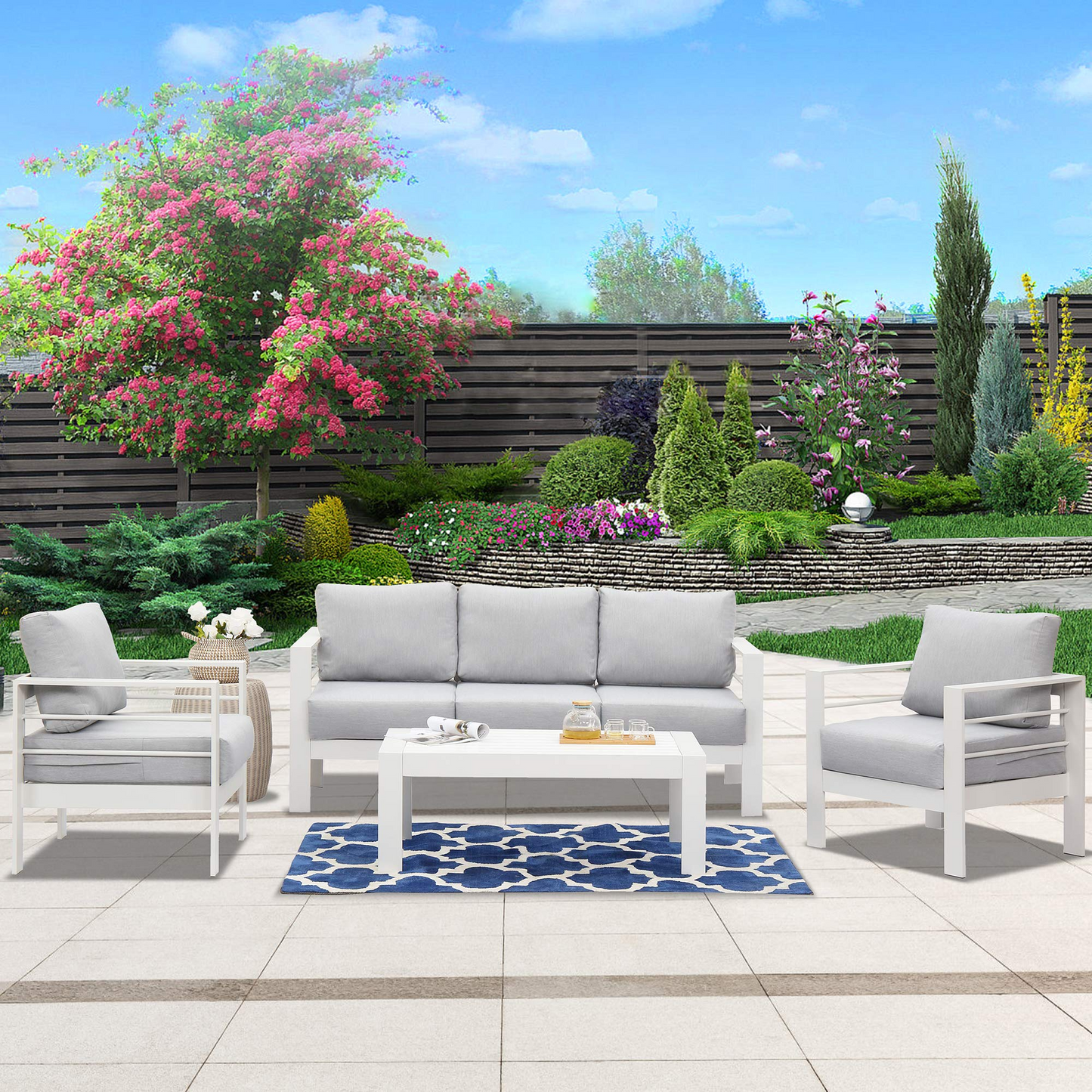 4 Piece Aluminum Sectional Sofa
