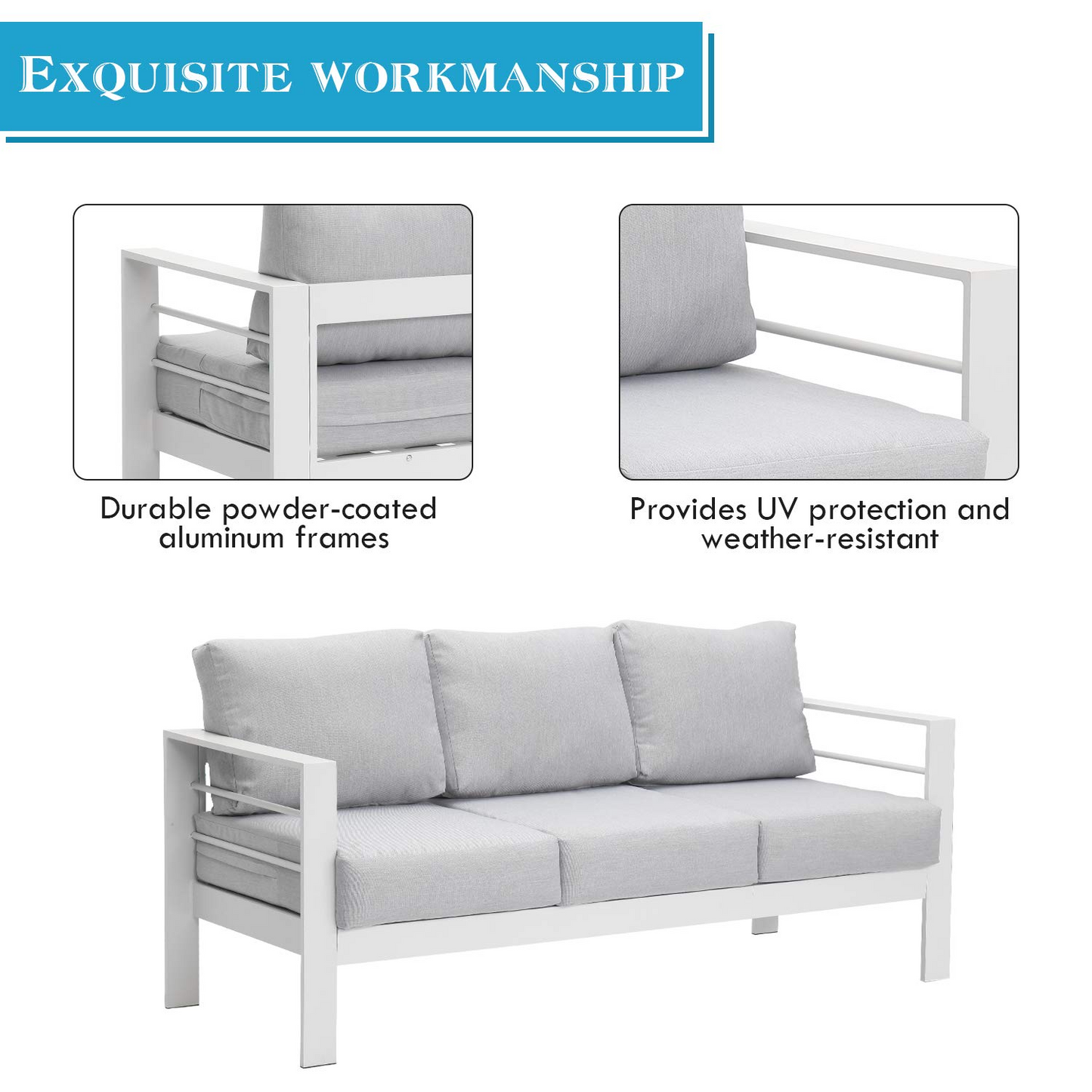4 Piece Aluminum Sectional Sofa