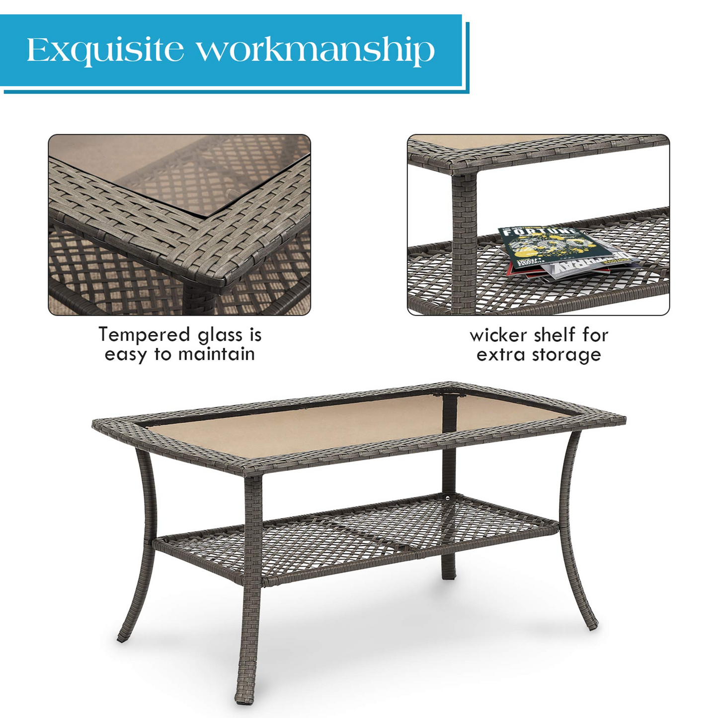 4 Pieces Outdoor Wicker Furniture Set