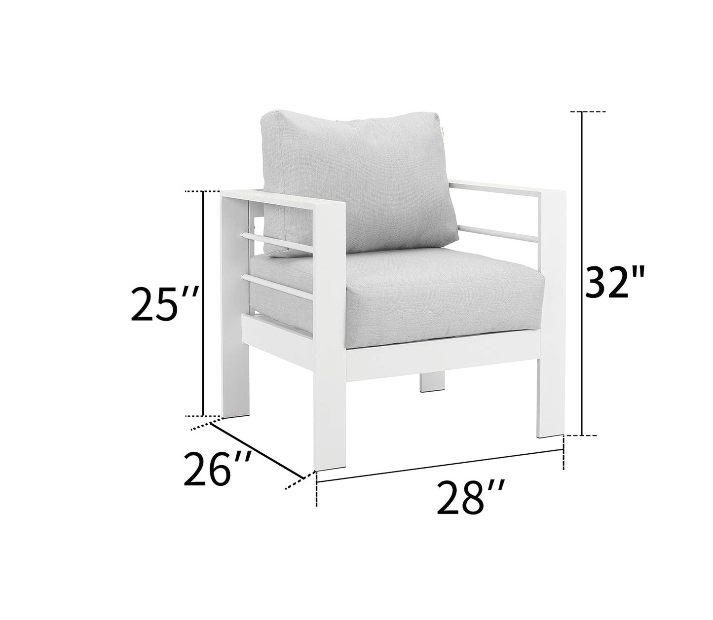 2 Pieces Patio Furniture Aluminum Armchair