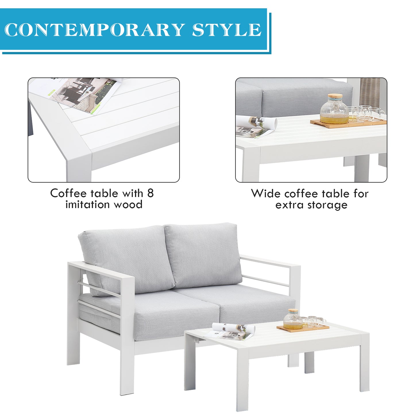 4 Piece Outdoor Aluminum Sectional Sofa