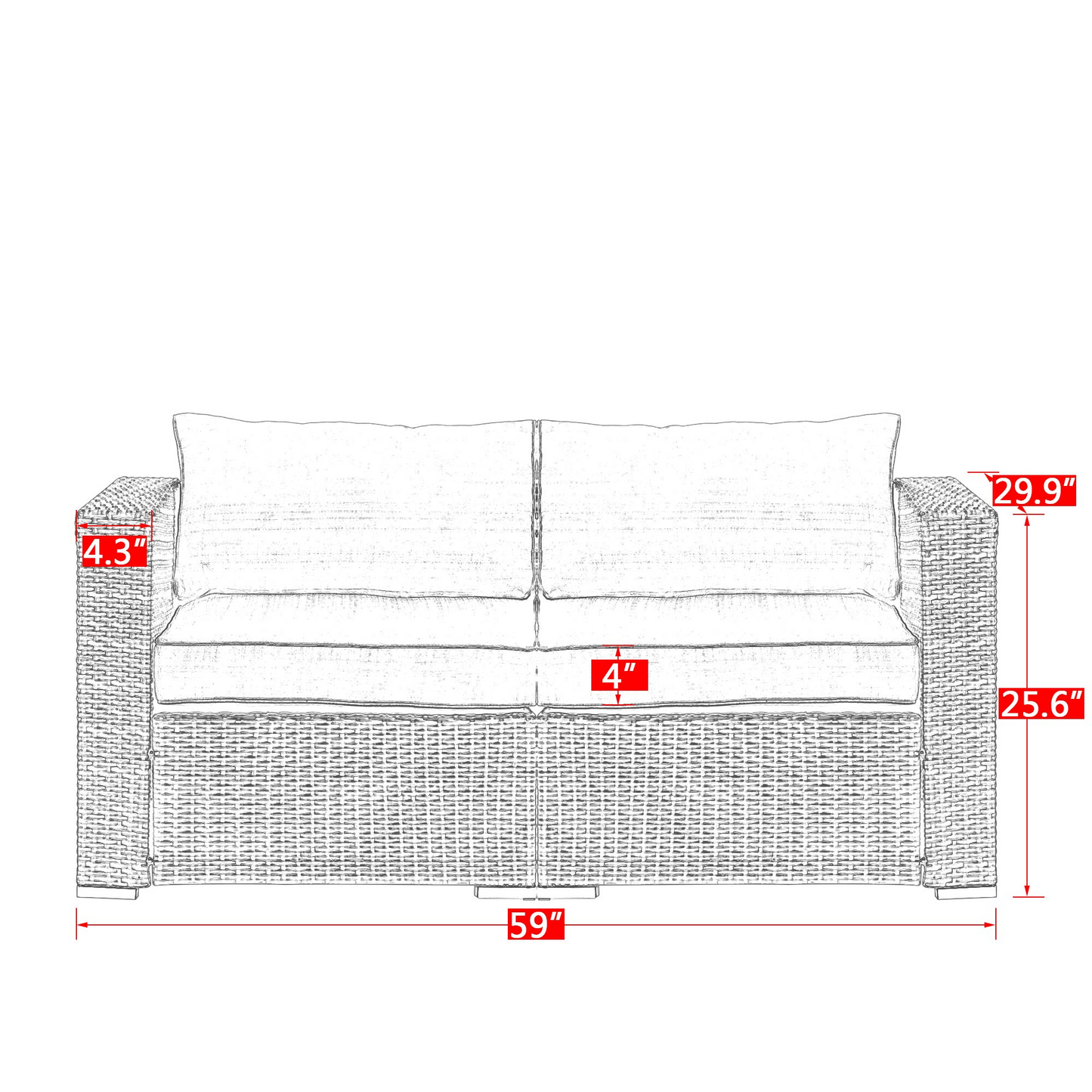 2 Pieces Outdoor Patio Furniture Corner Sofas