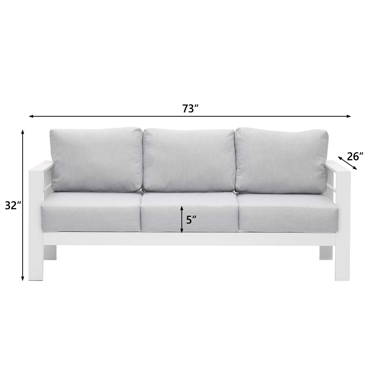 Patio Furniture 3 Seats Aluminum Sofa
