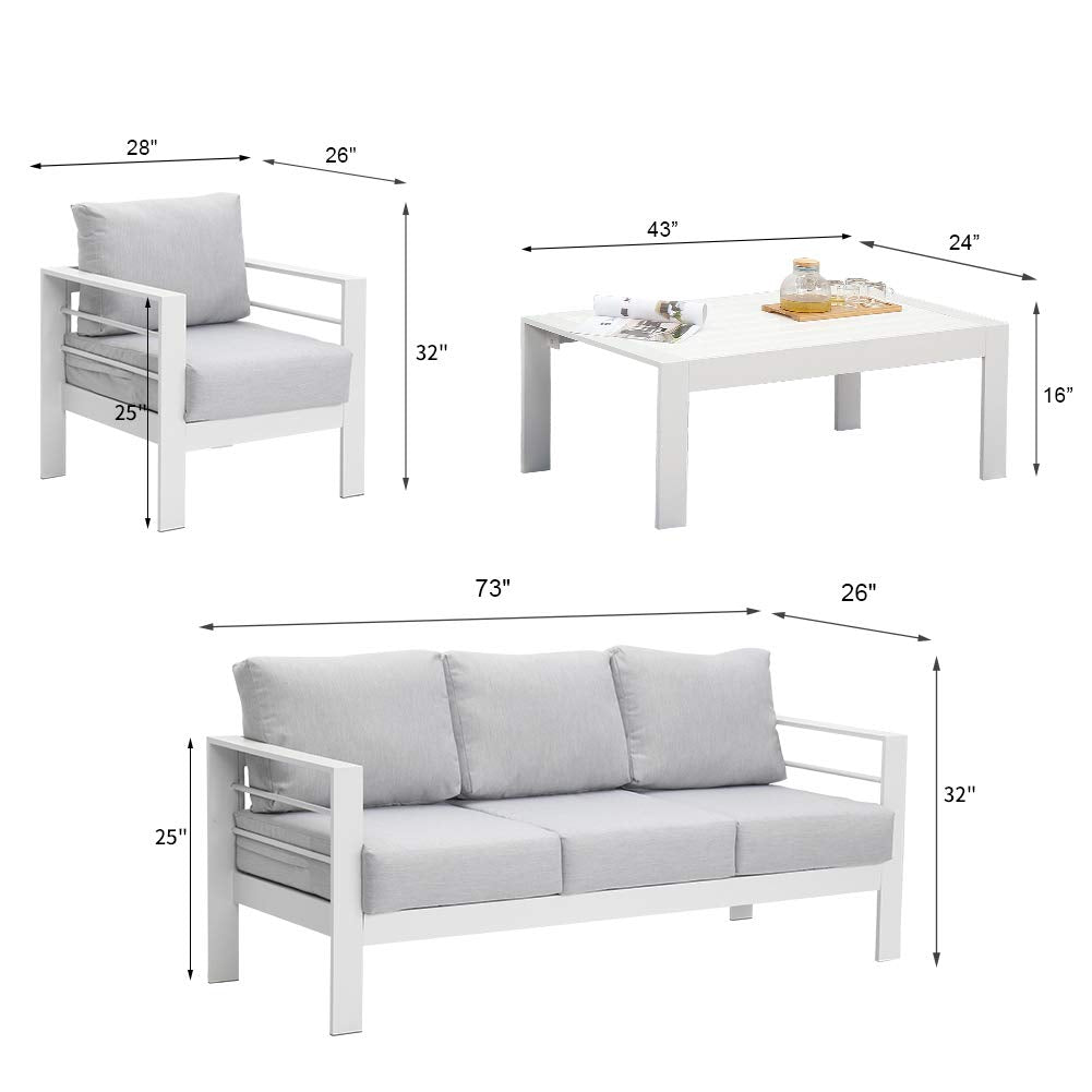4 Piece Aluminum Sectional Sofa