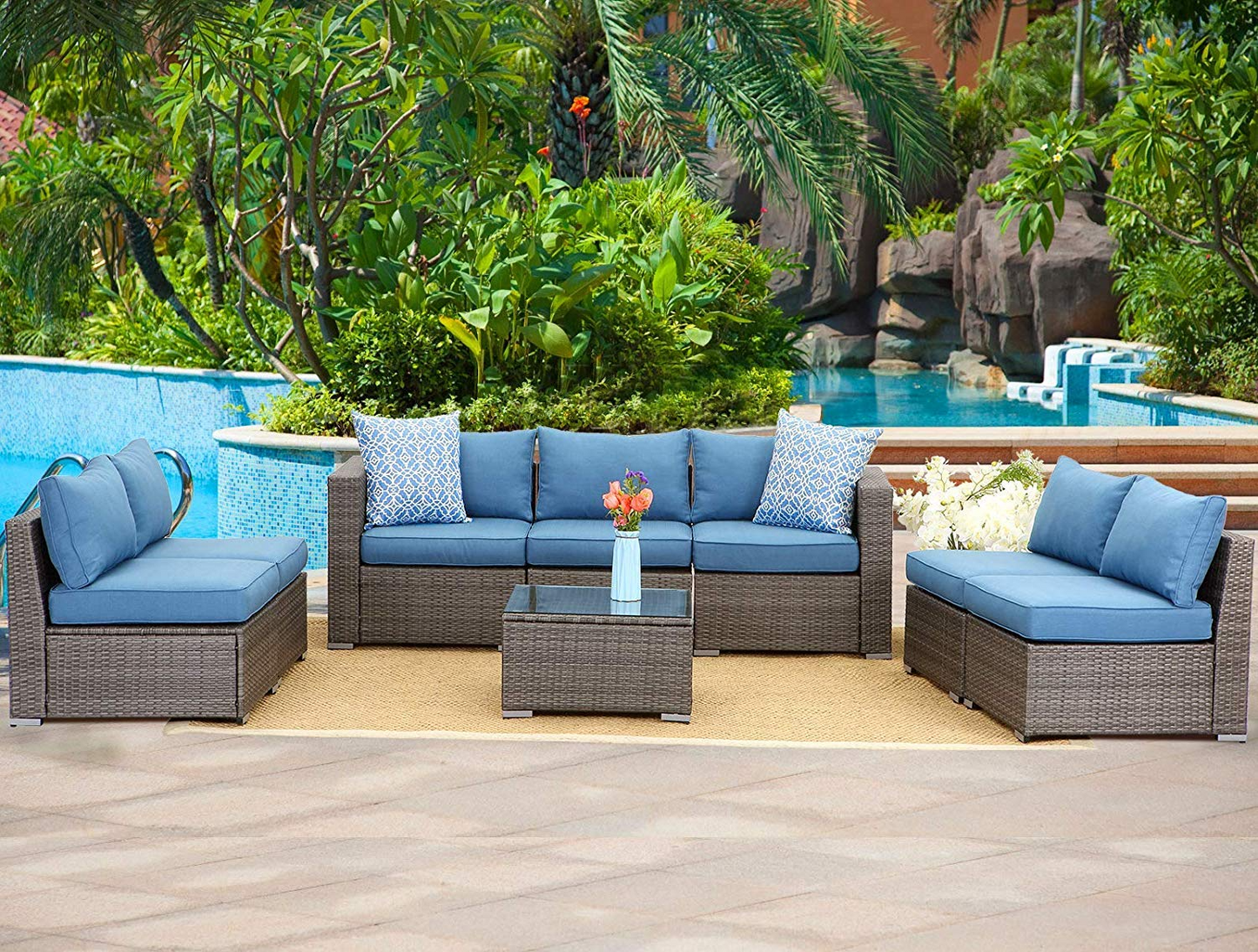 2 Pieces Outdoor Patio Furniture Corner Sofas
