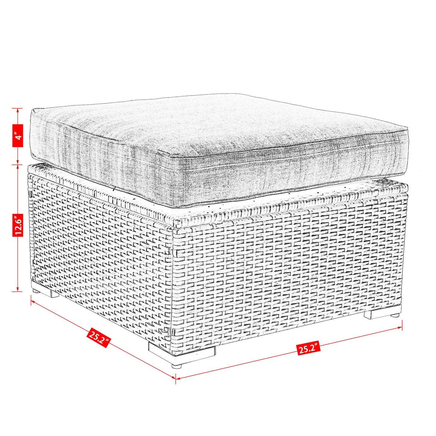 Outdoor Ottoman for Patio