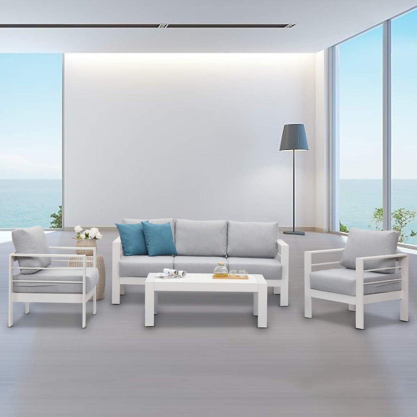 4 Piece Aluminum Sectional Sofa