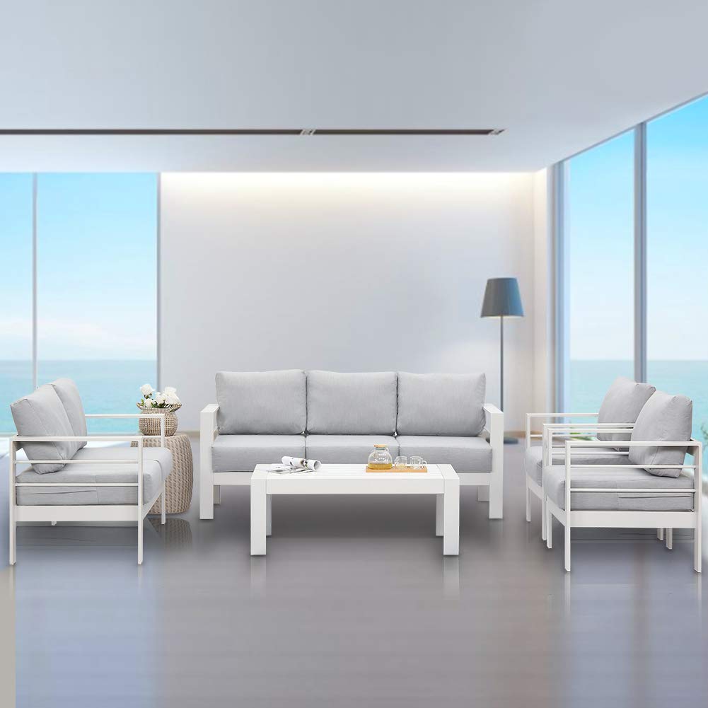 Patio Furniture 3 Seats Aluminum Sofa
