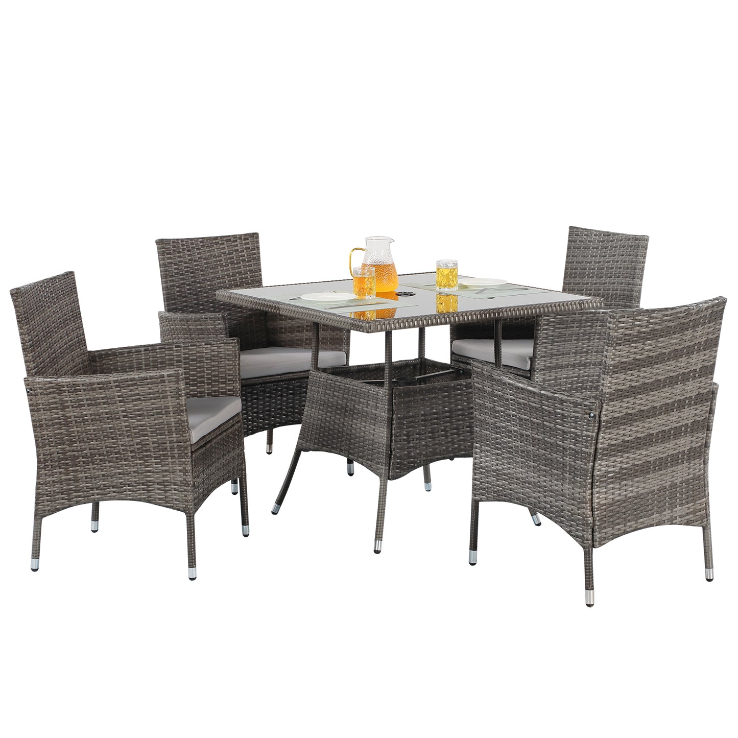 5 Pieces Wicker Patio Dining Set