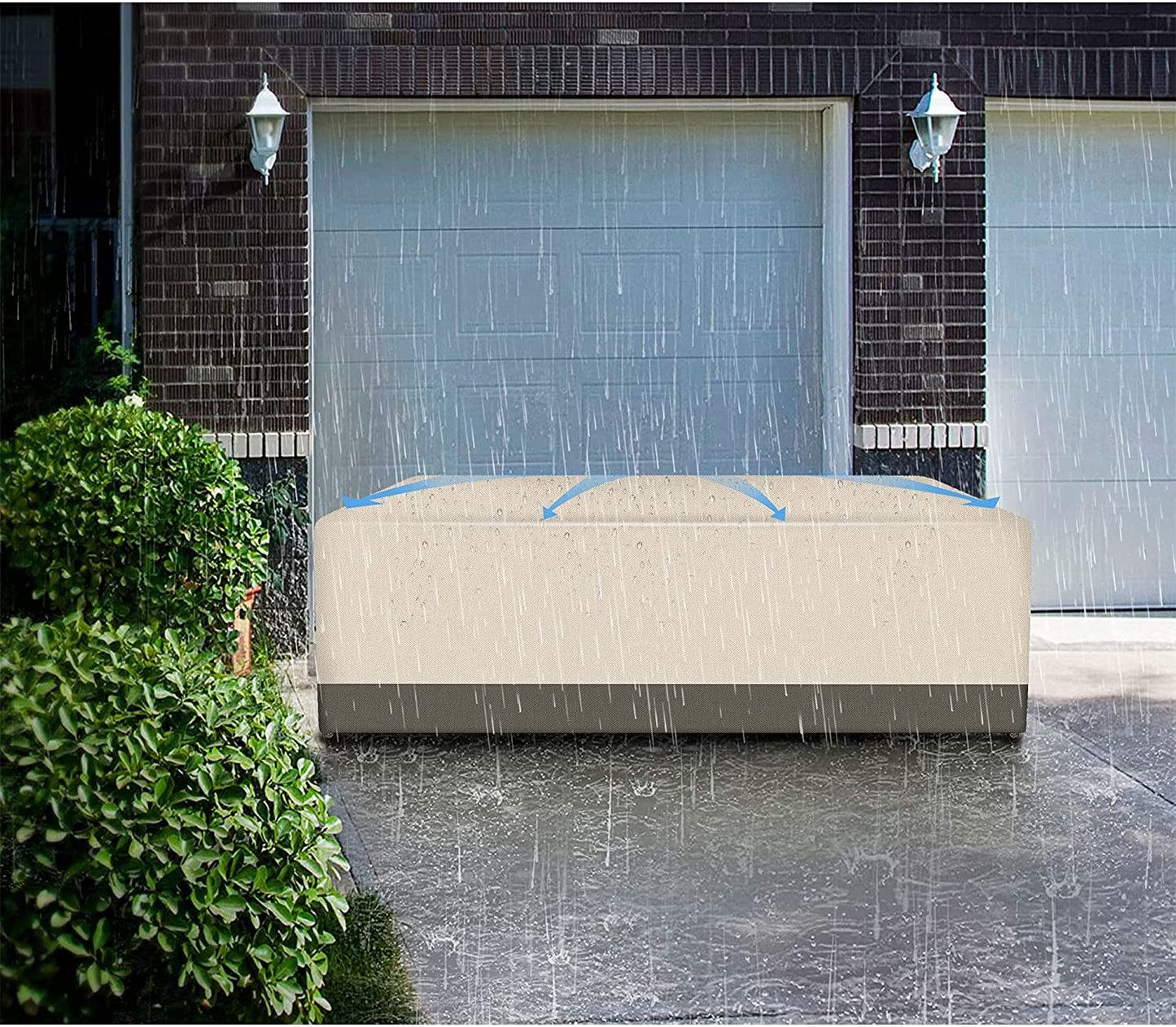 Patio Furniture Set Cover, Rectangular,124 X 63 X 27 inches, Beige