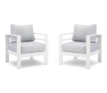 2 Pieces Patio Furniture Aluminum Armchair