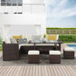 7 PCS Outdoor Dining Table Chair with Ottoman
