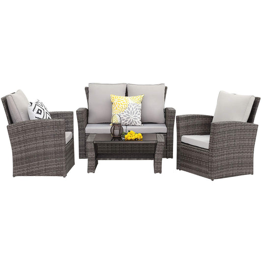 4 Piece Wicker Conversation Set
