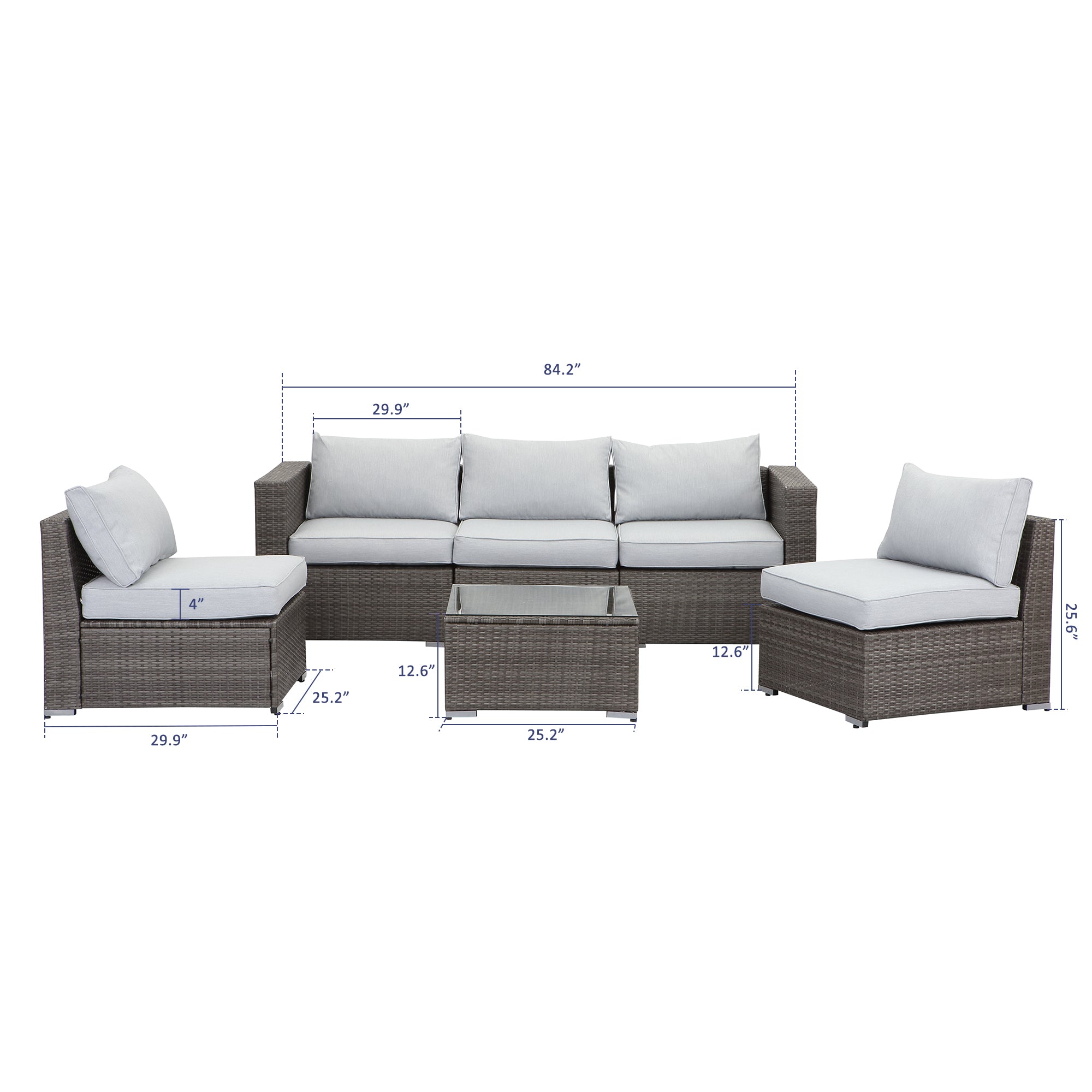 6 Piece Outdoor Sectional Furniture Set Wisteria Lane