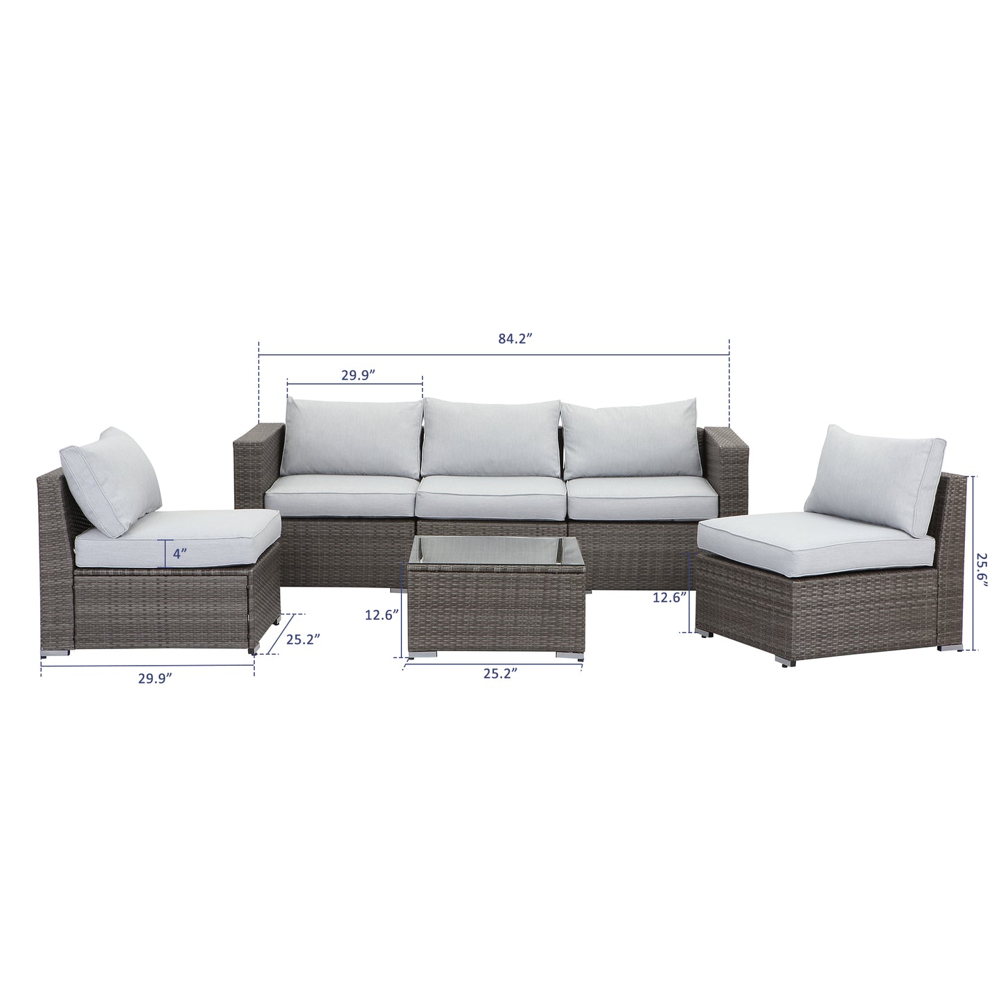6 Piece Outdoor Sectional Furniture Set
