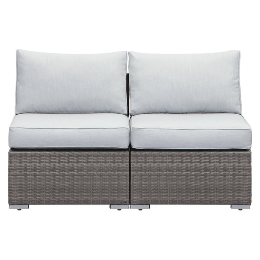 2 Pieces Outdoor Wicker Armless Sofa