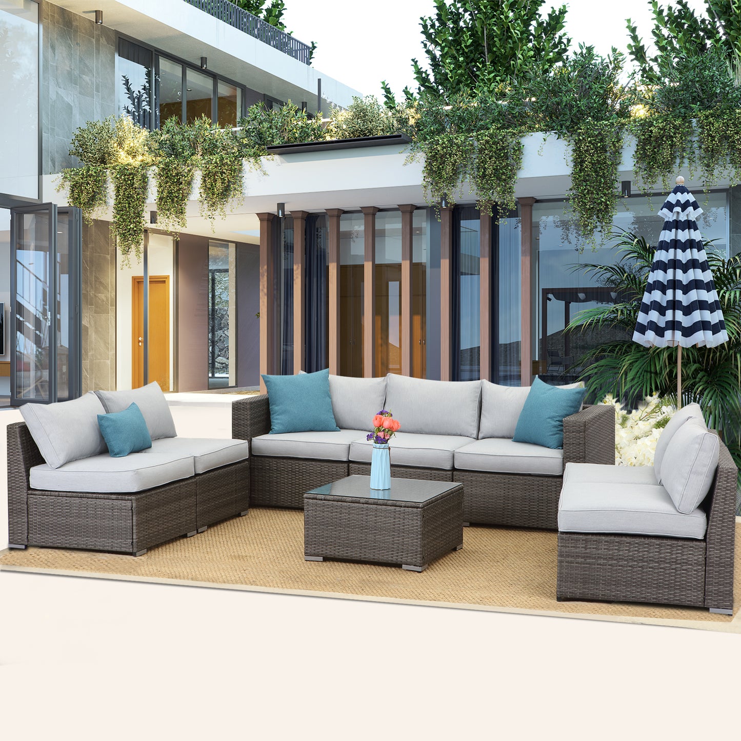 8 Pieces Outdoor Sectional Sofa Set